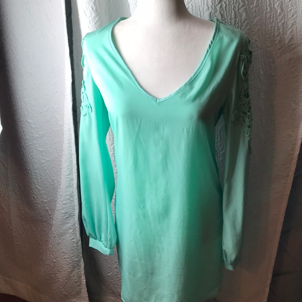 Love Culture long sleeved mint green mini dress